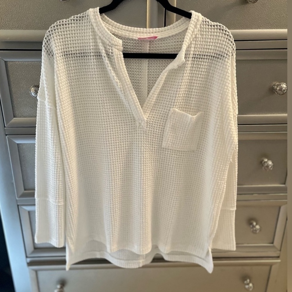 NEW pink lily waffle knit top
